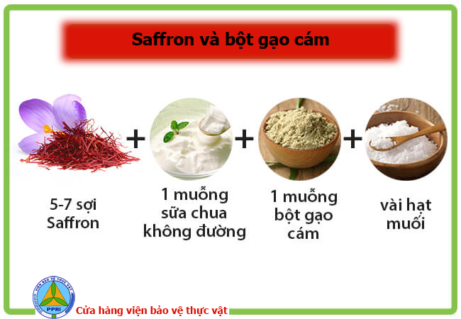 Mặt nạ nhụy hoa nghệ tây với bột cám gạo và sữa chua không đường